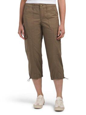 D. JEANS Medium Rise Poplin Cargo Capri Pants